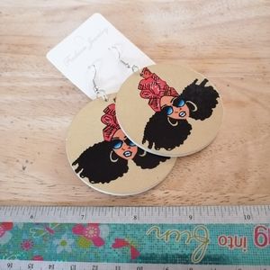 Brand New African Women Round Earrings Vintage